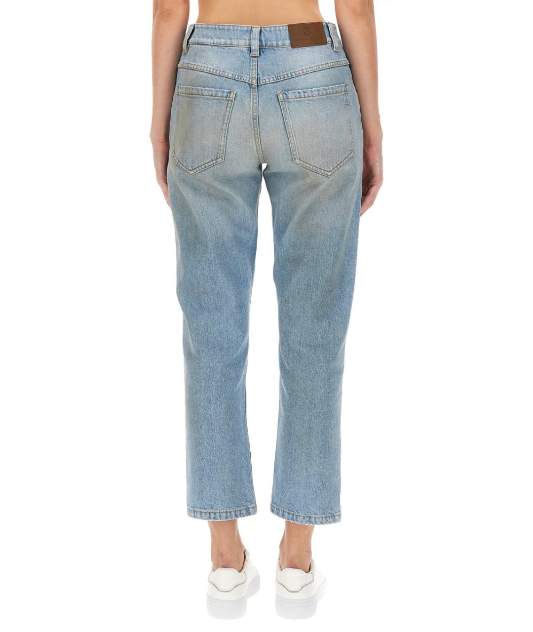 BRUNELLO CUCINELLI Синие хлопковые прямые джинсы, фото 3