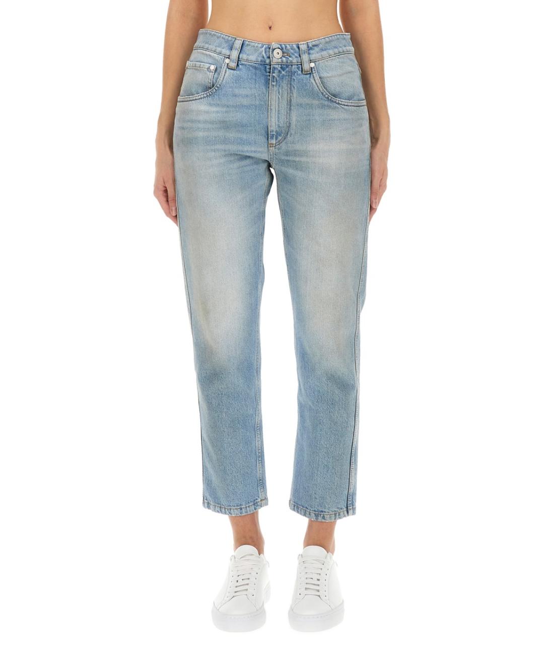 BRUNELLO CUCINELLI Синие хлопковые прямые джинсы, фото 5