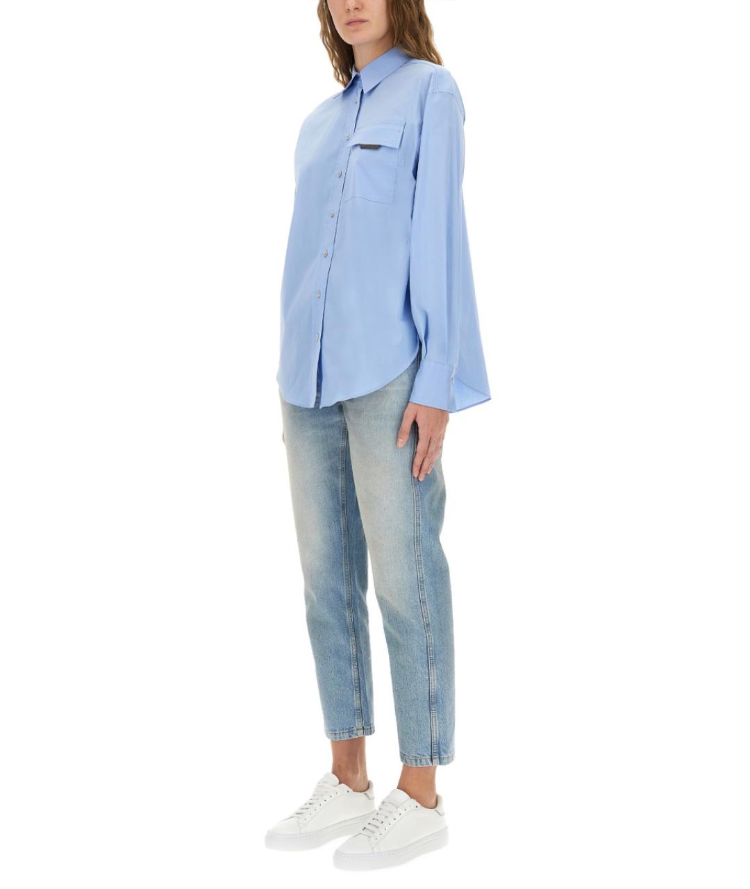 BRUNELLO CUCINELLI Синие хлопковые прямые джинсы, фото 2