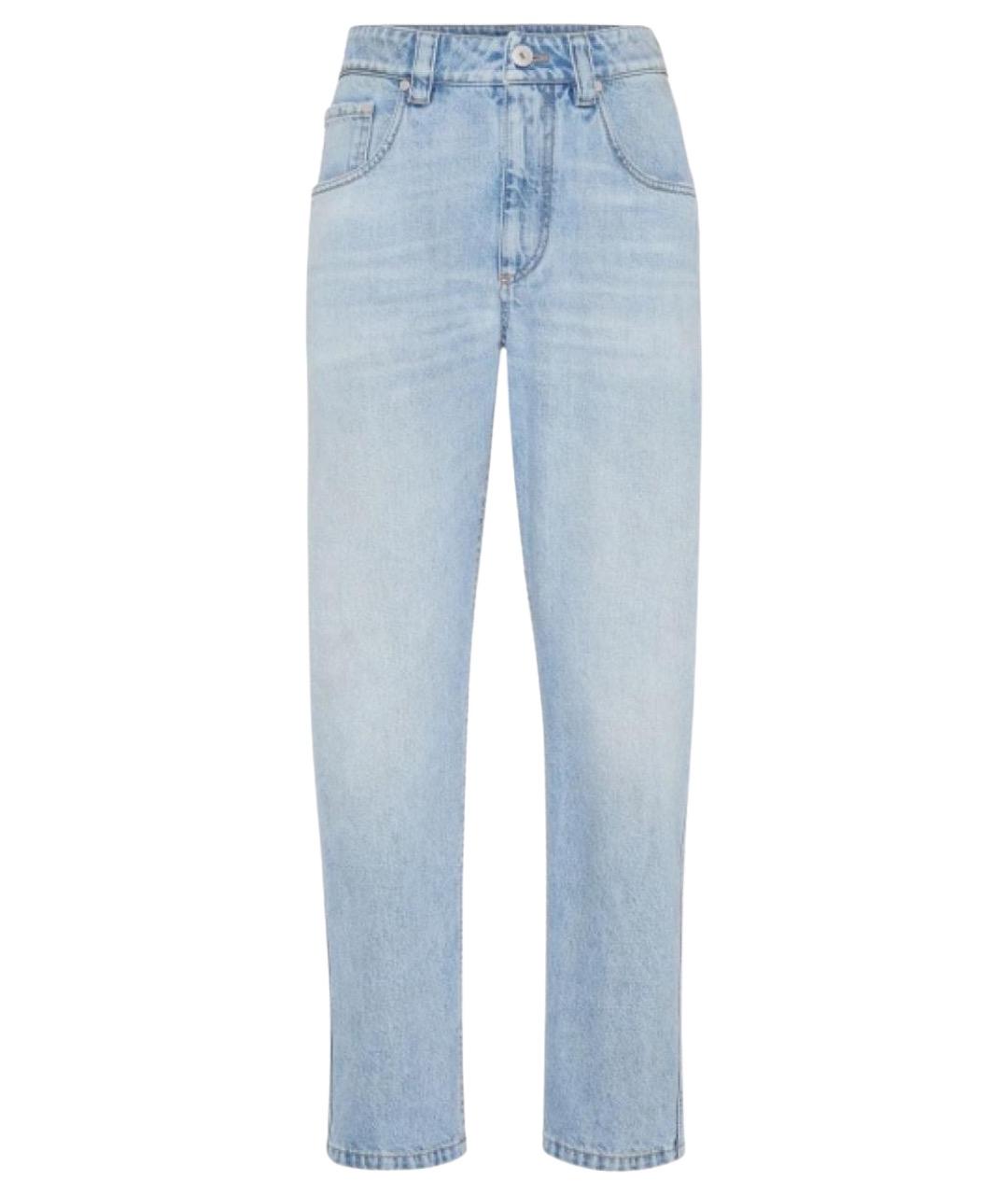 BRUNELLO CUCINELLI Синие хлопковые прямые джинсы, фото 1