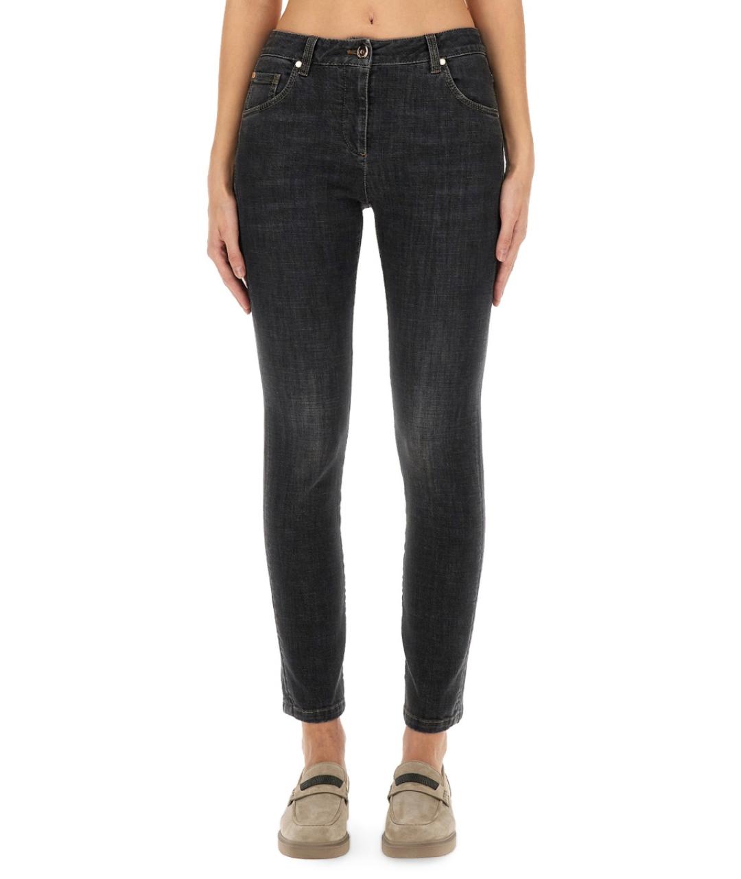 BRUNELLO CUCINELLI Черные хлопко-эластановые джинсы слим, фото 2