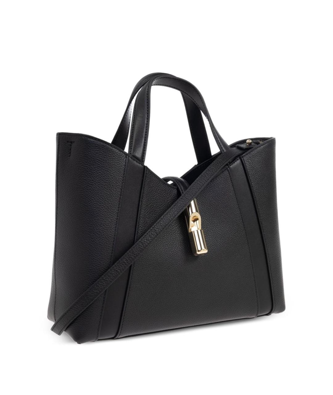 FURLA Черная кожаная сумка тоут, фото 5