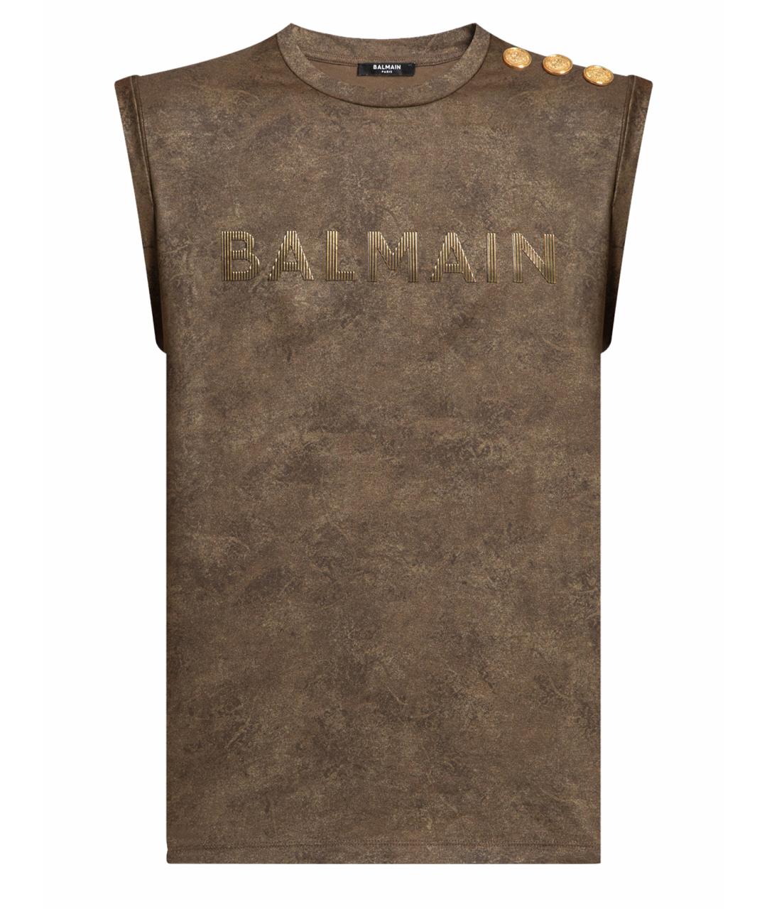 BALMAIN Бежевая хлопковая футболка, фото 1