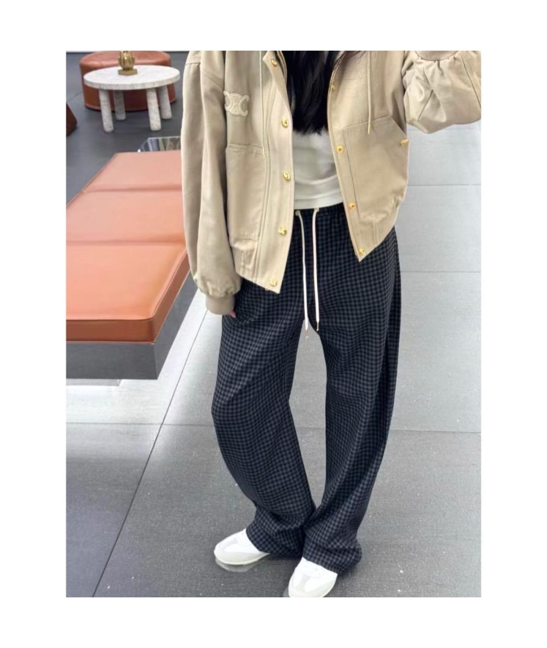 CELINE Серые шерстяные прямые брюки, фото 4