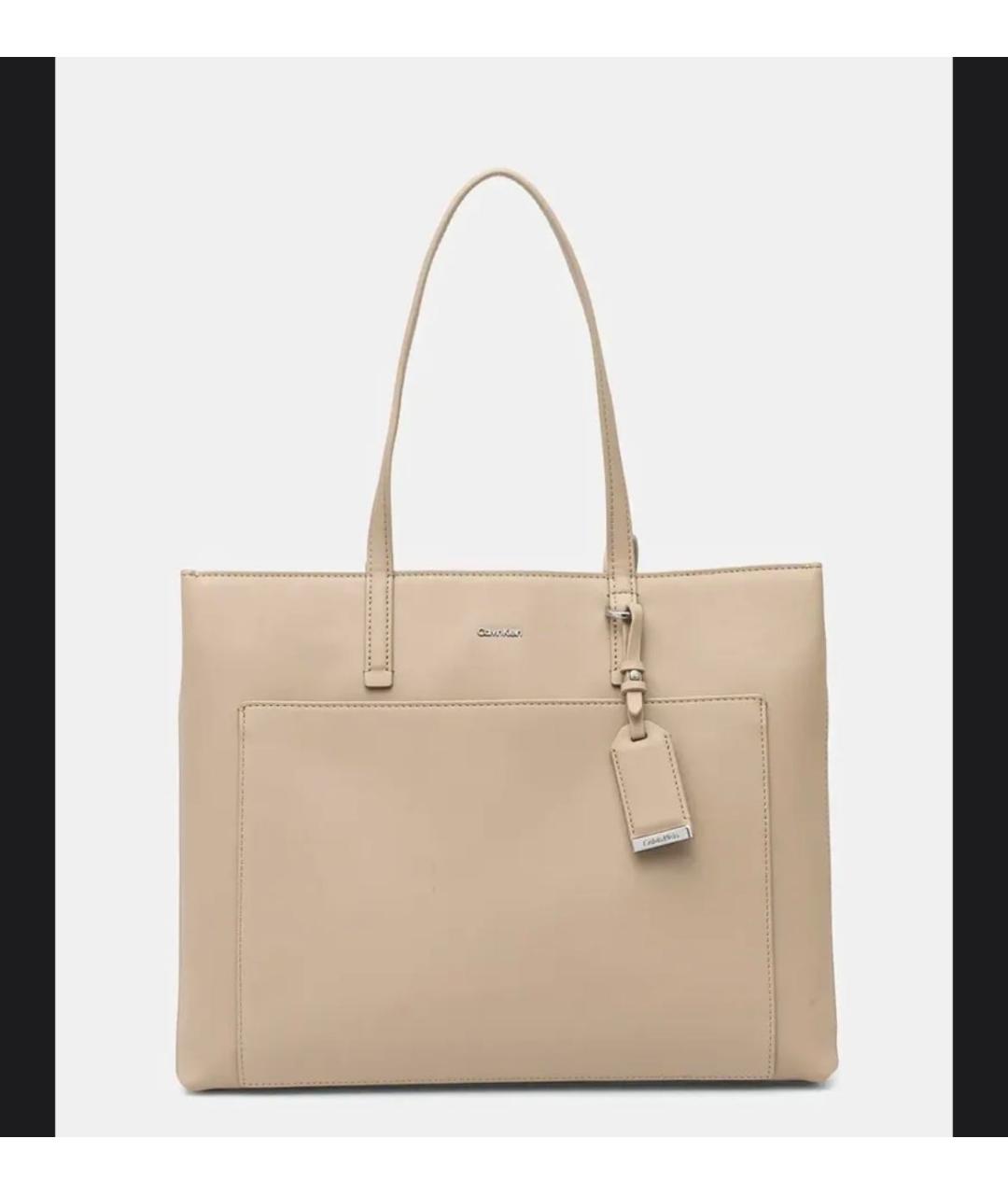 CALVIN KLEIN Коричневая сумка тоут из искусственной кожи, фото 3