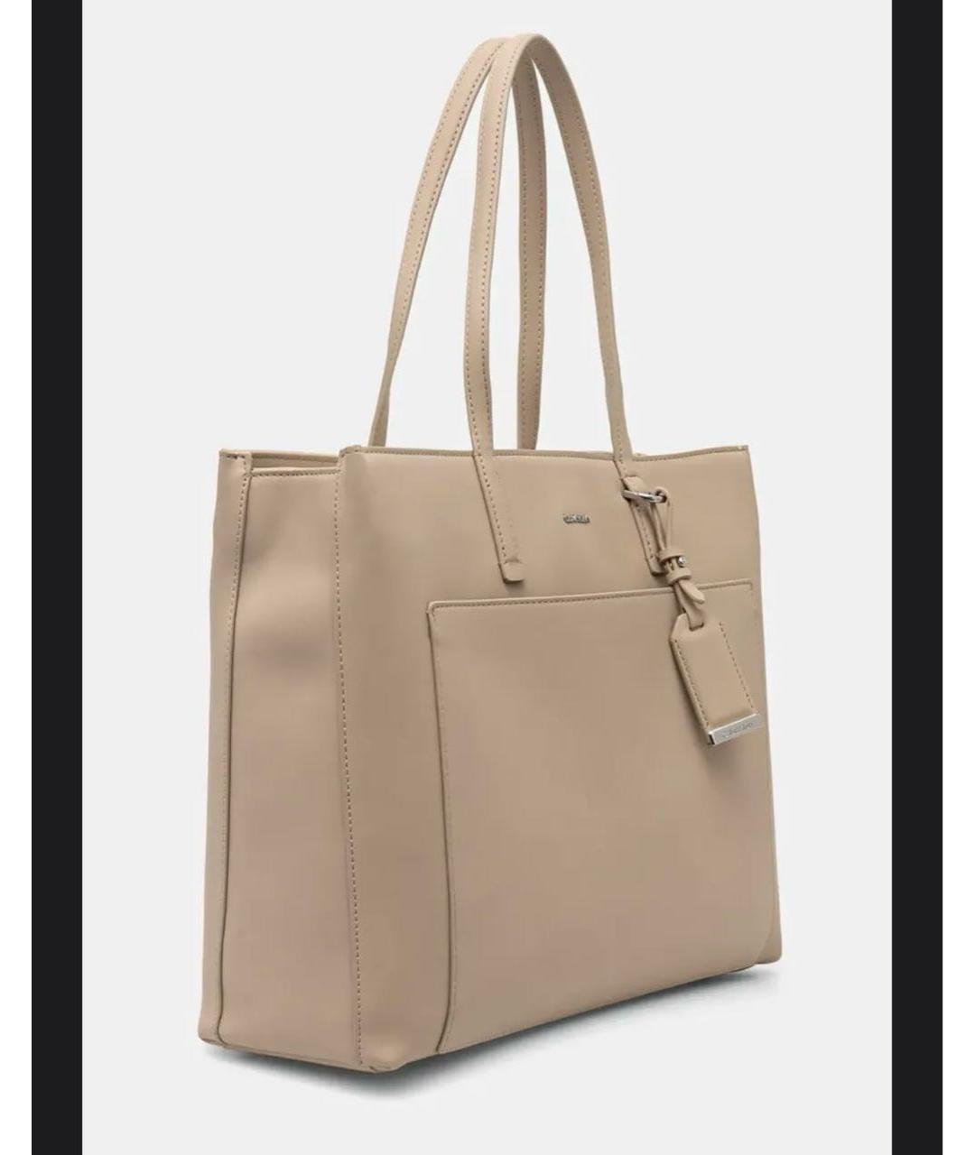 CALVIN KLEIN Коричневая сумка тоут из искусственной кожи, фото 2