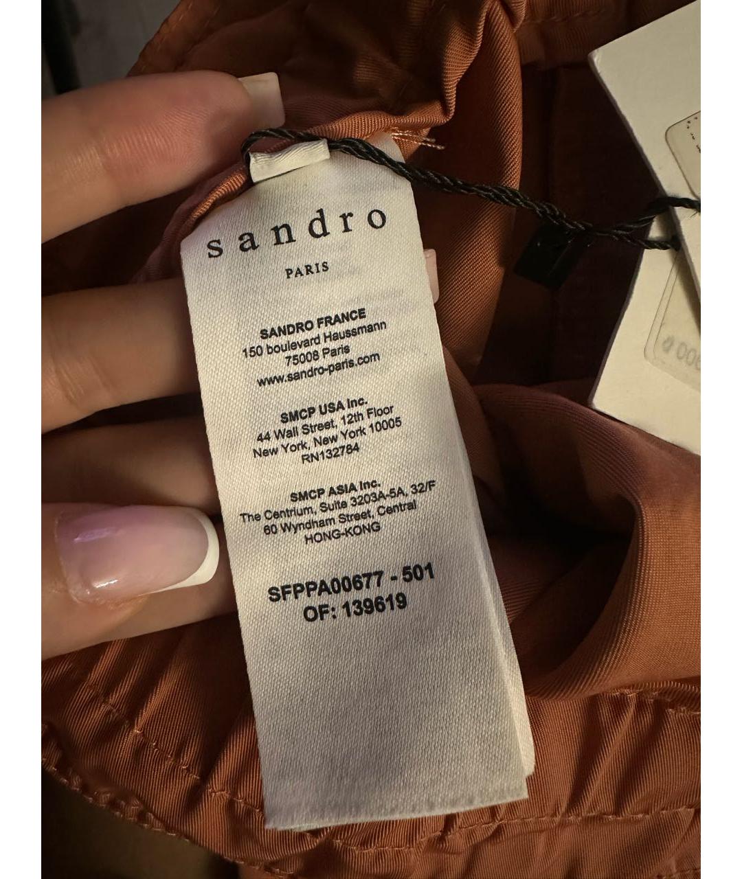 SANDRO Коралловые полиэстеровые брюки широкие, фото 3