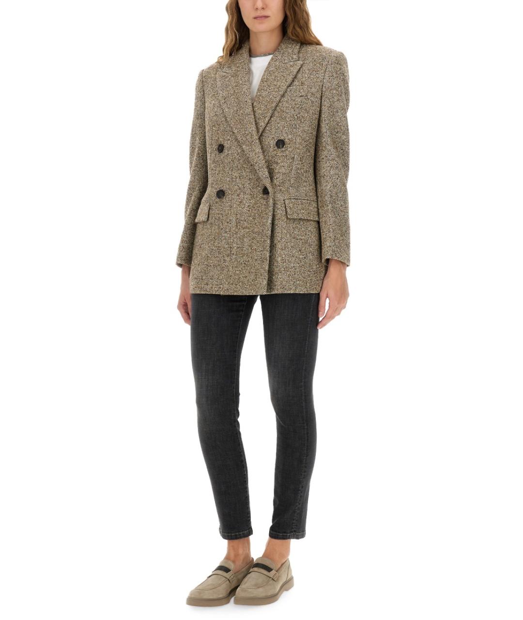 BRUNELLO CUCINELLI Бежевый шерстяной жакет/пиджак, фото 3