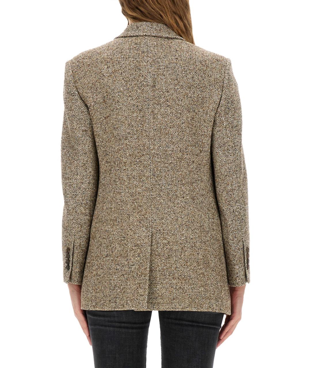 BRUNELLO CUCINELLI Бежевый шерстяной жакет/пиджак, фото 4