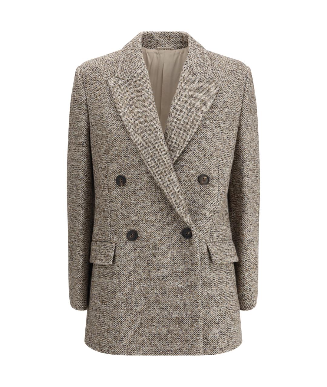 BRUNELLO CUCINELLI Бежевый шерстяной жакет/пиджак, фото 1