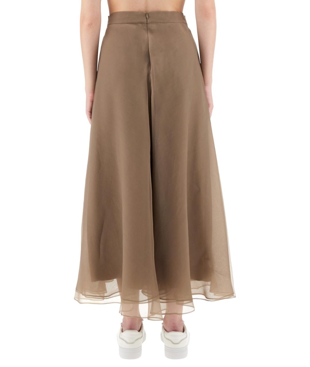 BRUNELLO CUCINELLI Бежевая шелковая юбка миди, фото 4