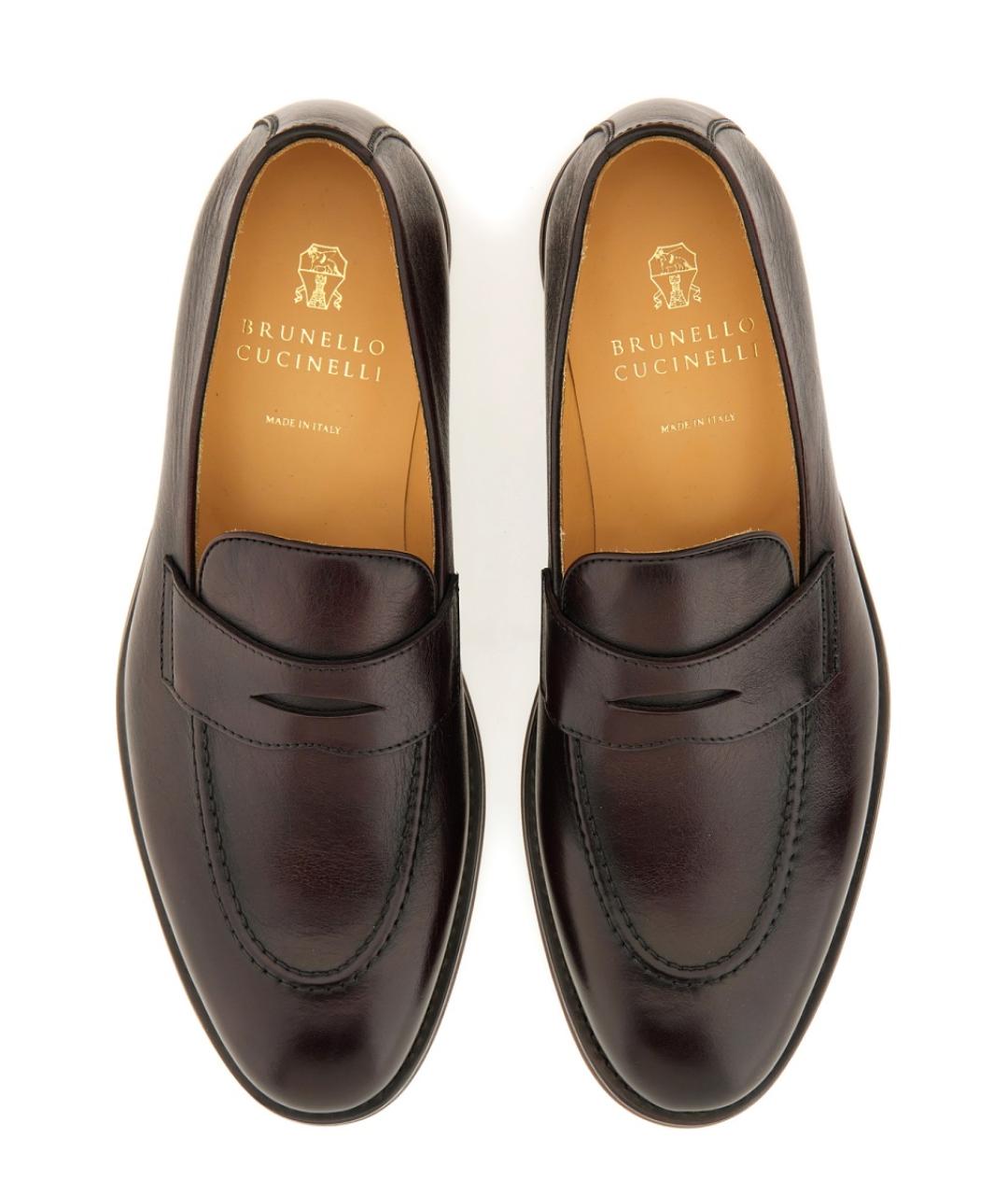 BRUNELLO CUCINELLI Коричневые кожаные лоферы, фото 6