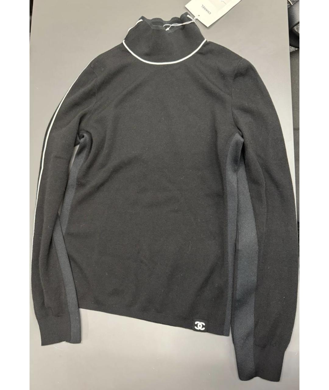 CHANEL Черная шерстяная водолазка, фото 2