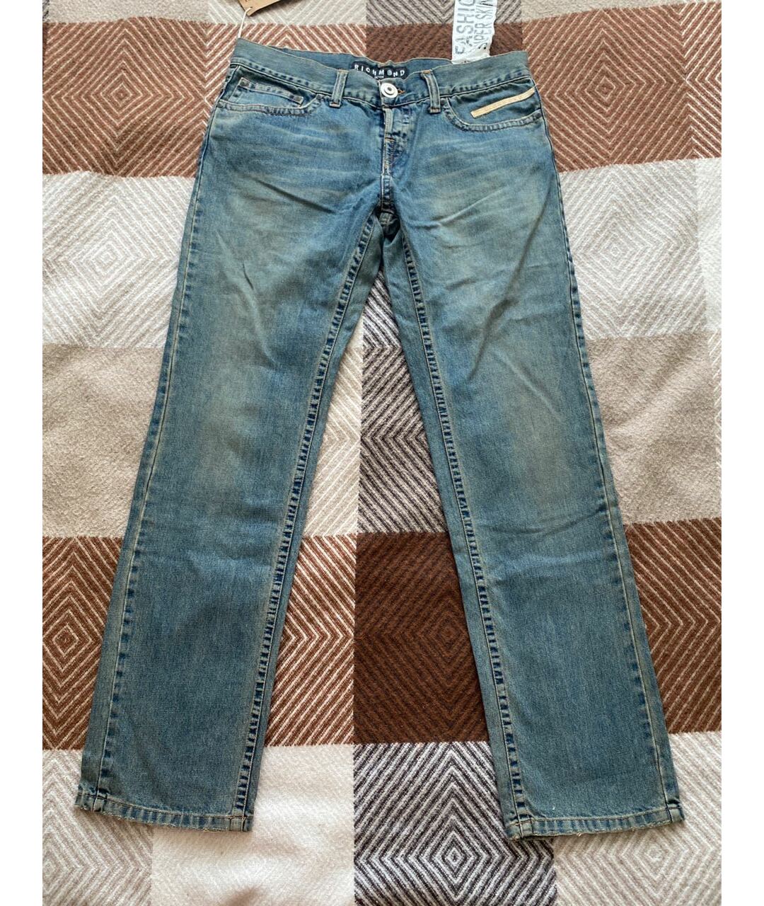 JOHN RICHMOND Синие хлопковые прямые джинсы, фото 9