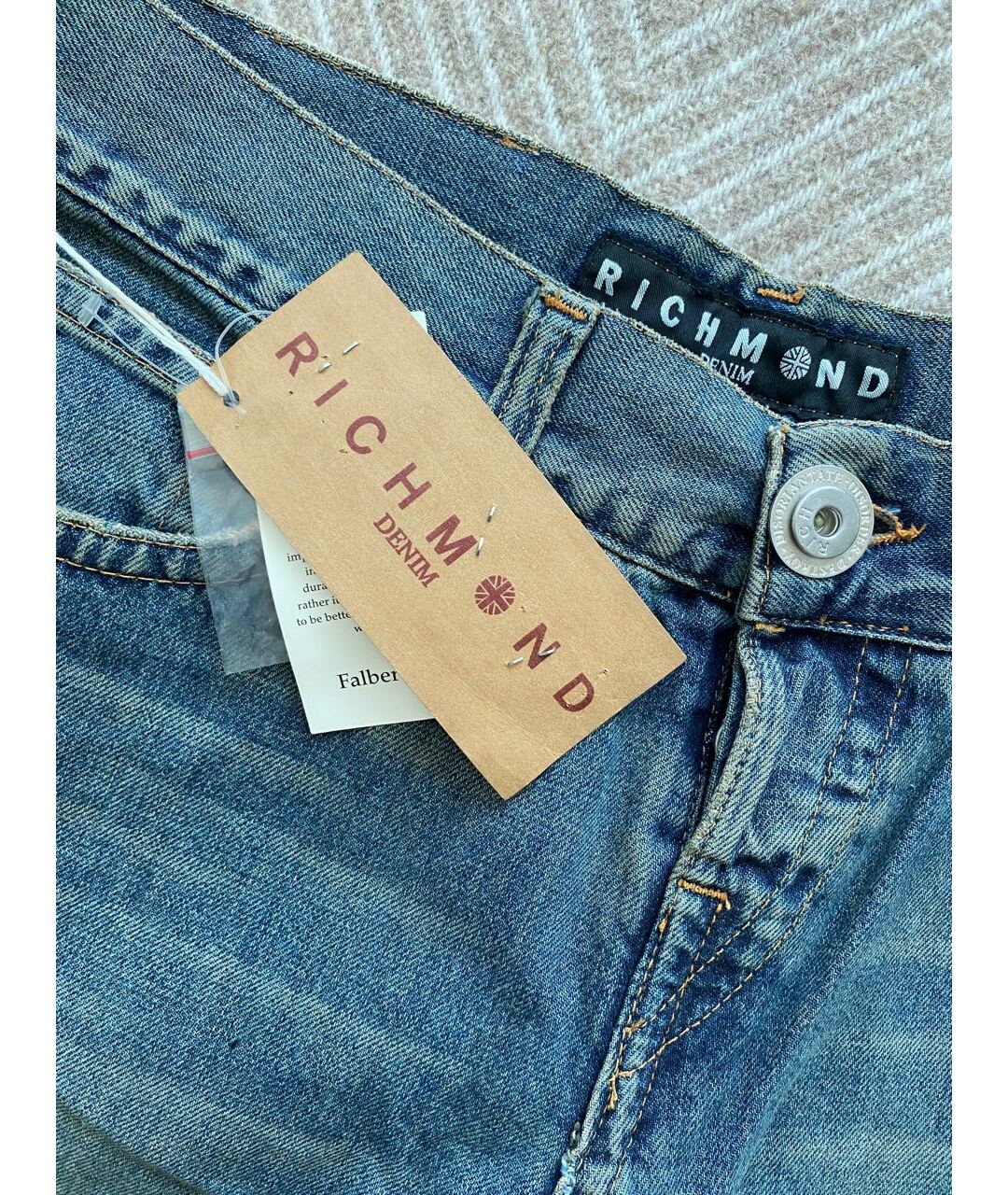 JOHN RICHMOND Синие хлопковые прямые джинсы, фото 3