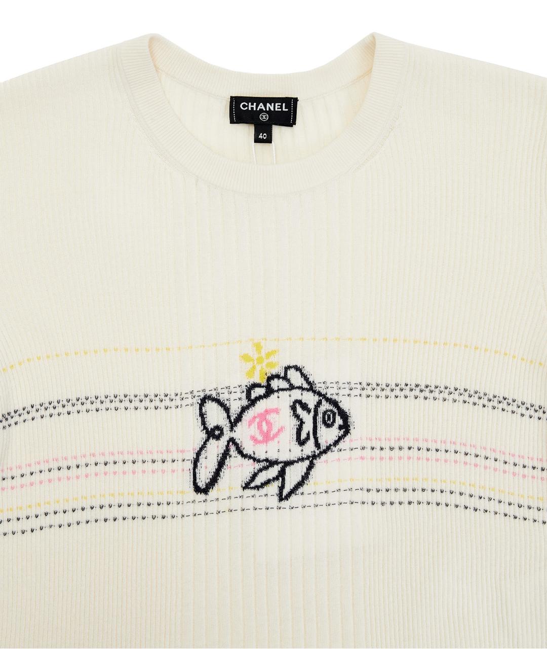 CHANEL Бежевая хлопковая футболка, фото 3