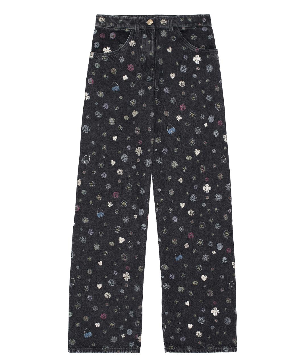 CHANEL Черные хлопковые прямые джинсы, фото 1