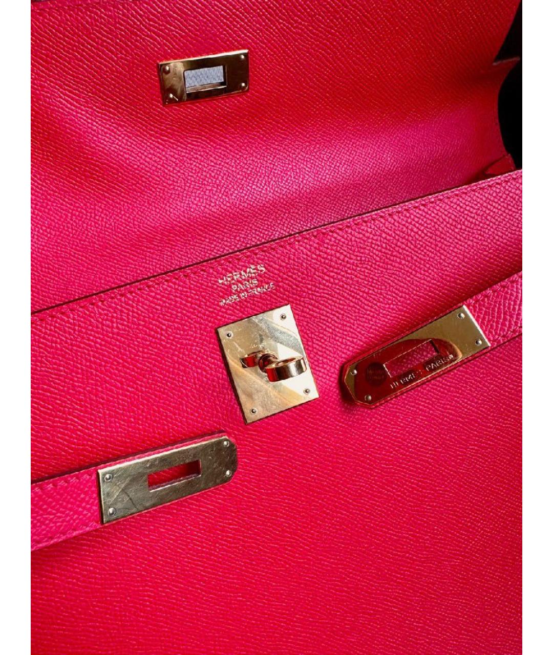 HERMES Красная кожаная сумка с короткими ручками, фото 8