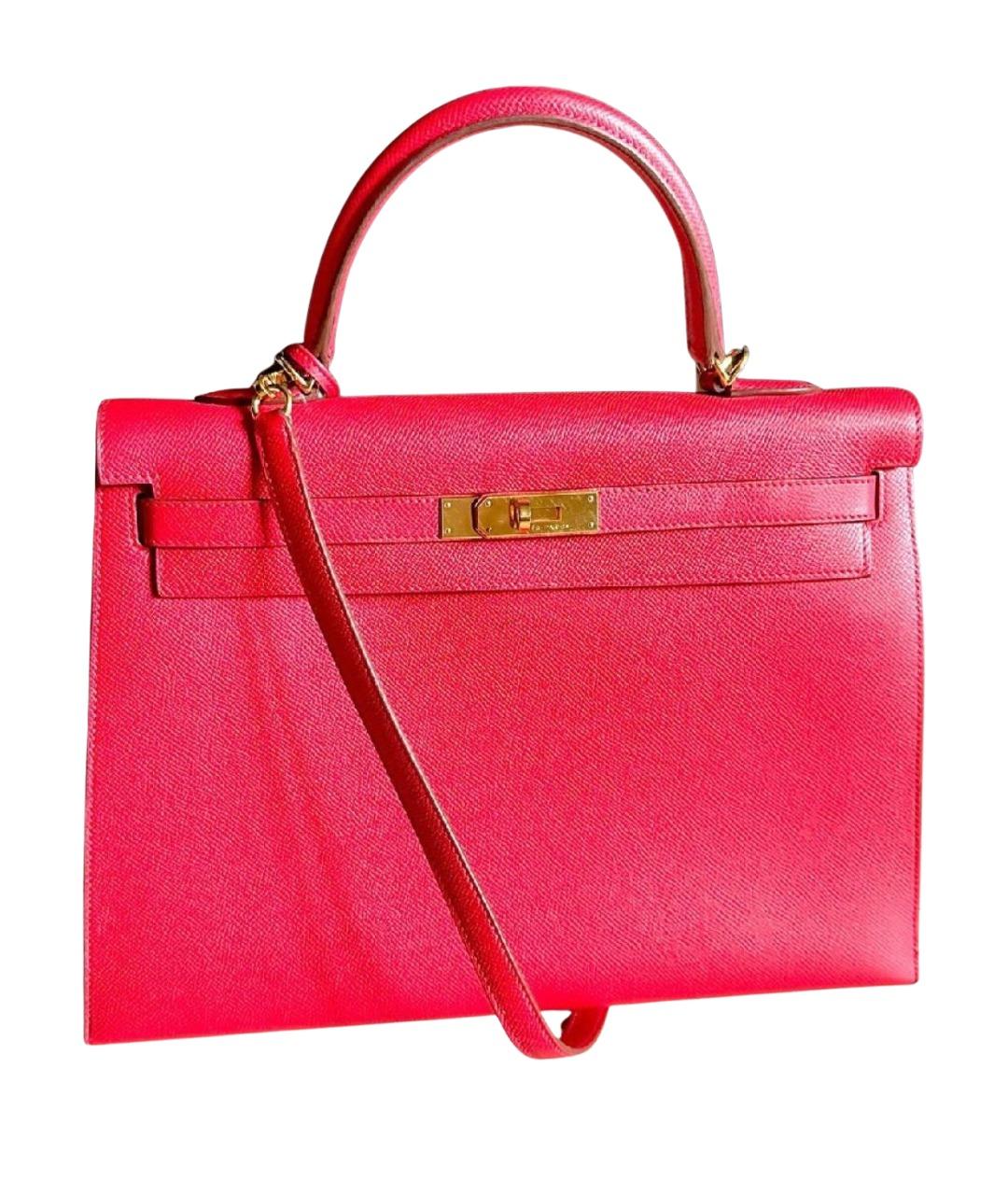 HERMES Красная кожаная сумка с короткими ручками, фото 1