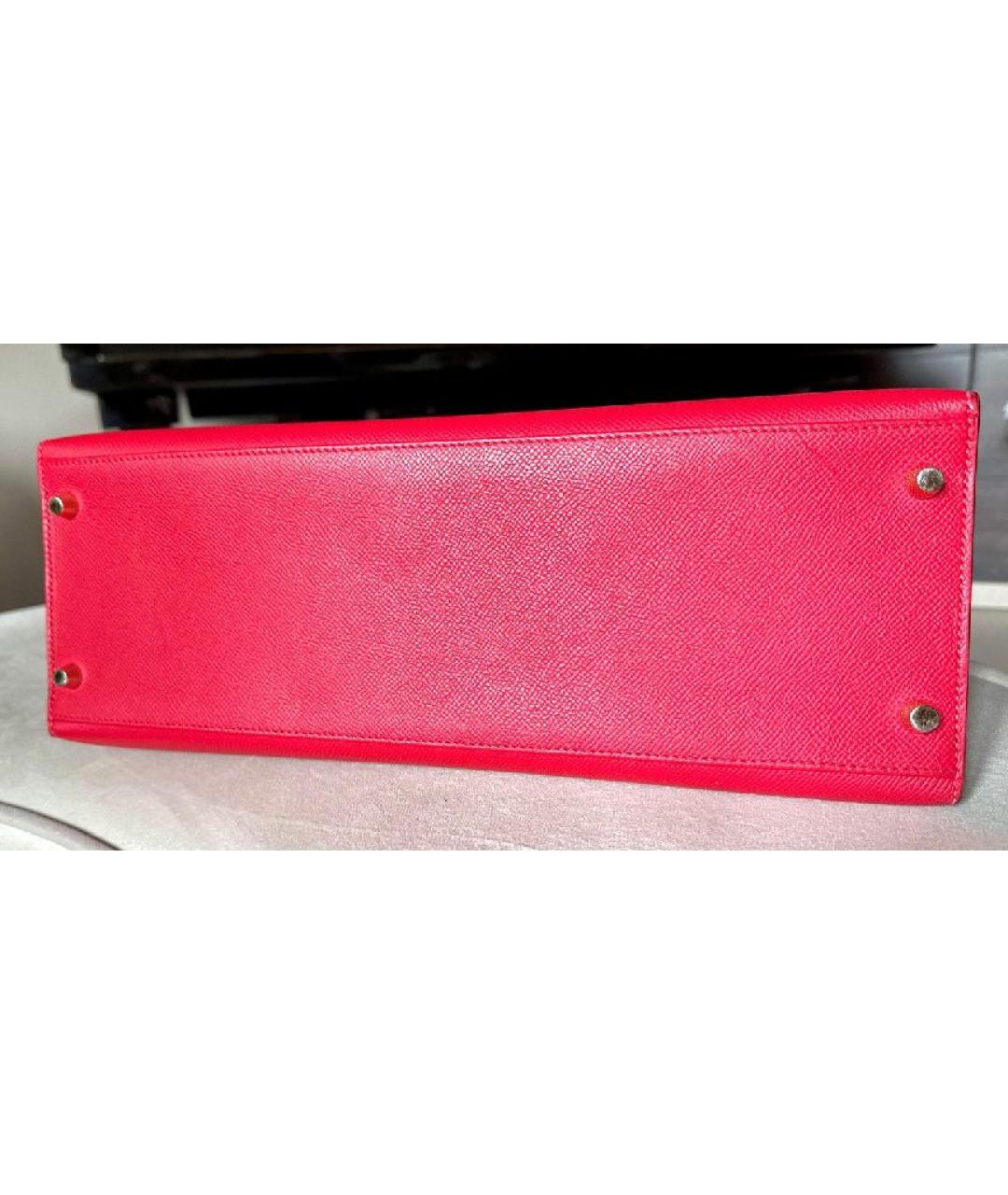 HERMES Красная кожаная сумка с короткими ручками, фото 3