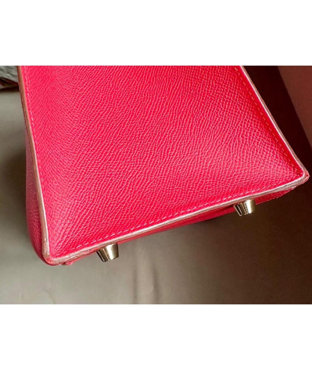 HERMES Красная кожаная сумка с короткими ручками, фото 7