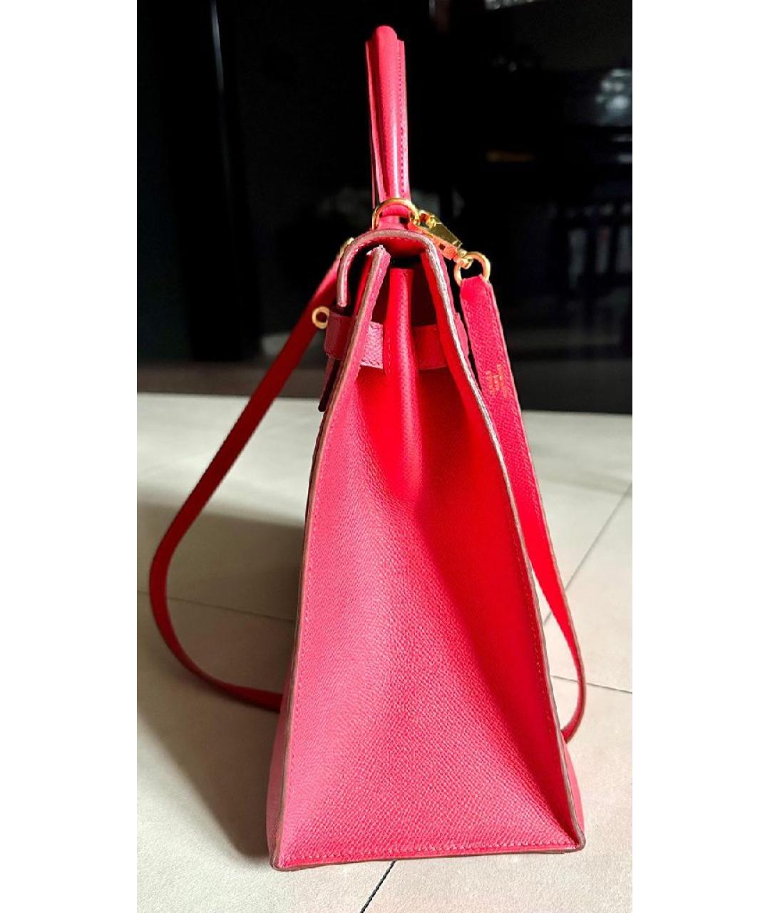 HERMES Красная кожаная сумка с короткими ручками, фото 4