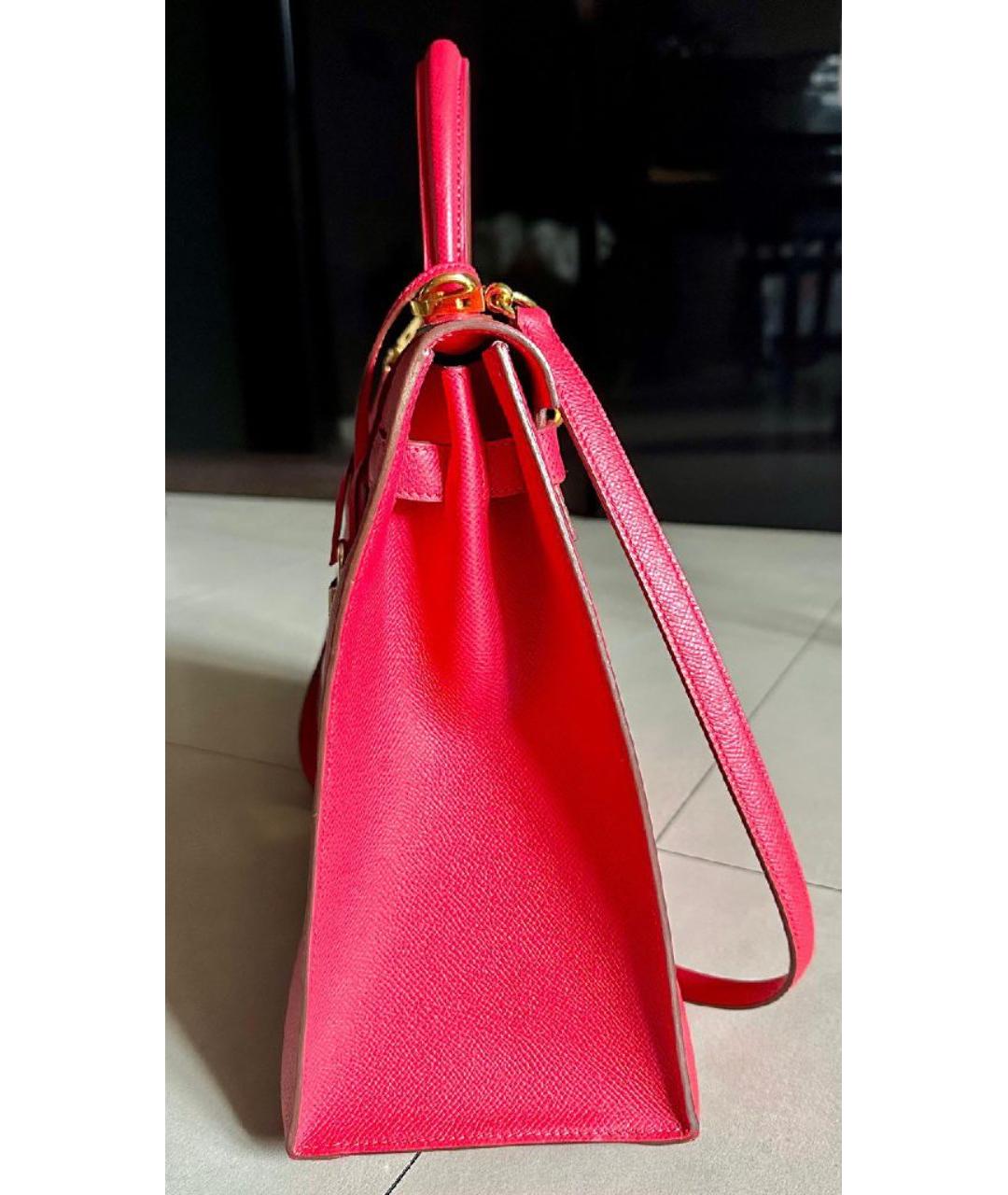 HERMES Красная кожаная сумка с короткими ручками, фото 5