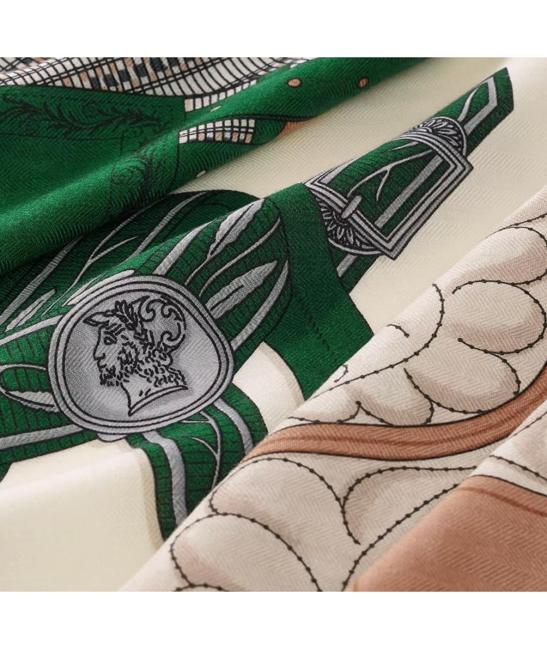 HERMES Зеленый кашемировый платок, фото 2