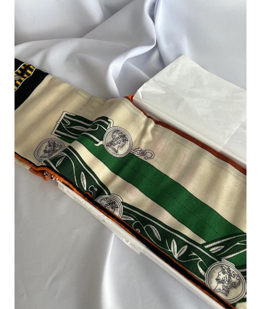 HERMES Зеленый кашемировый платок, фото 4