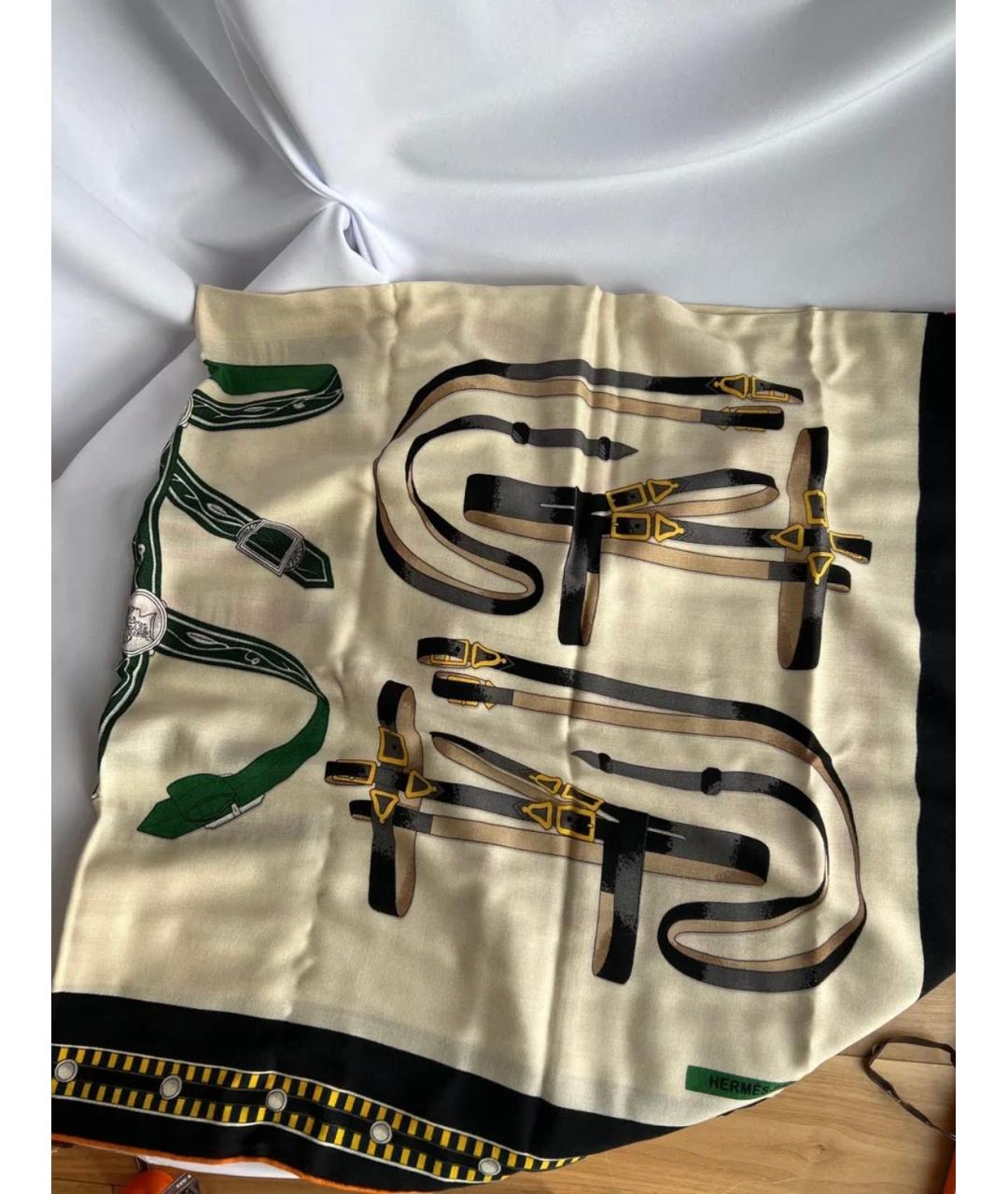 HERMES Зеленый кашемировый платок, фото 3