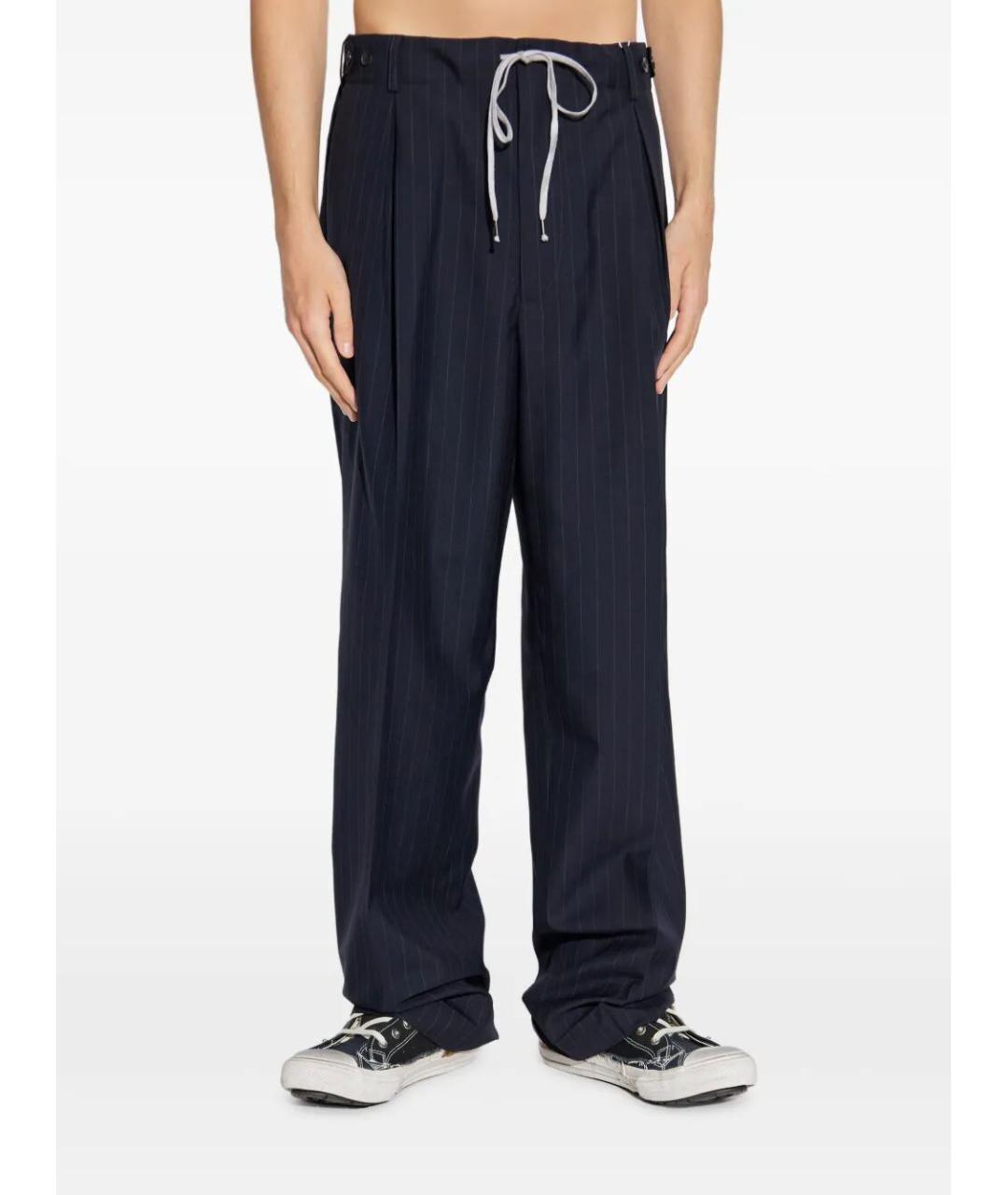 MAISON MARGIELA Синие шерстяные повседневные брюки, фото 2