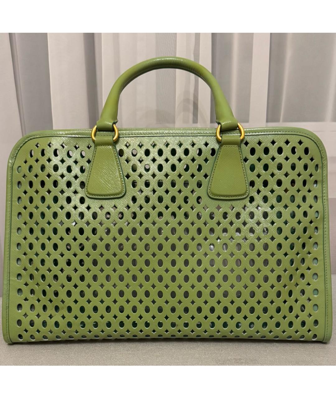 PRADA Зеленая кожаная сумка с короткими ручками, фото 2