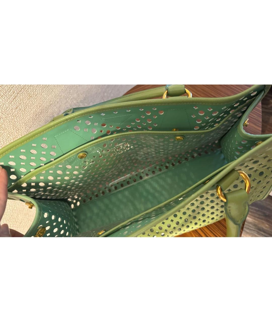 PRADA Зеленая кожаная сумка с короткими ручками, фото 7