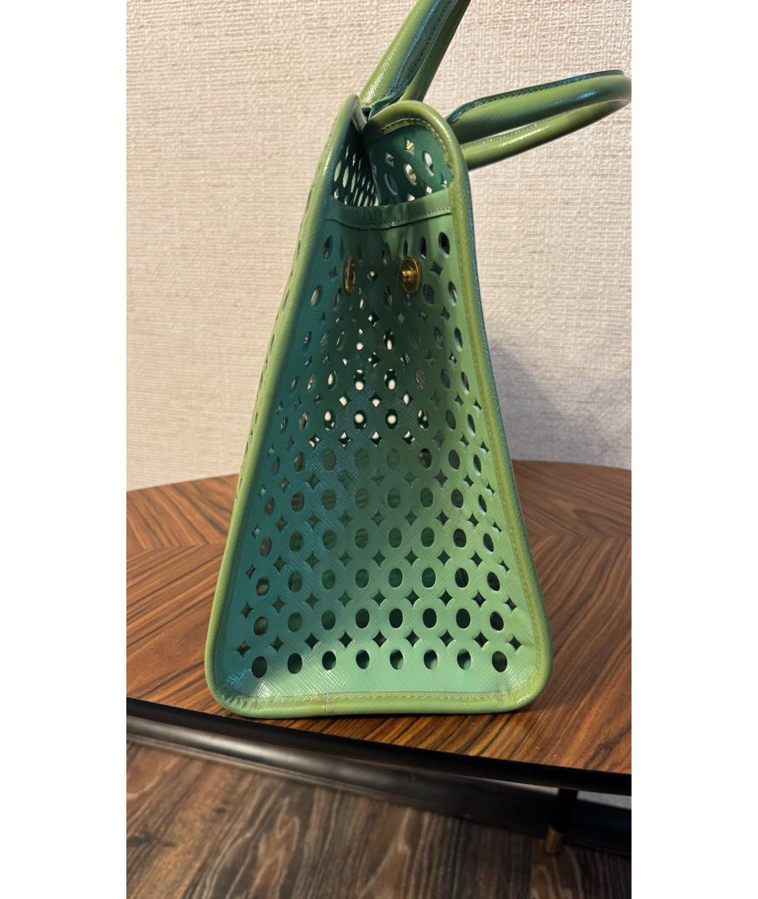 PRADA Зеленая кожаная сумка с короткими ручками, фото 4