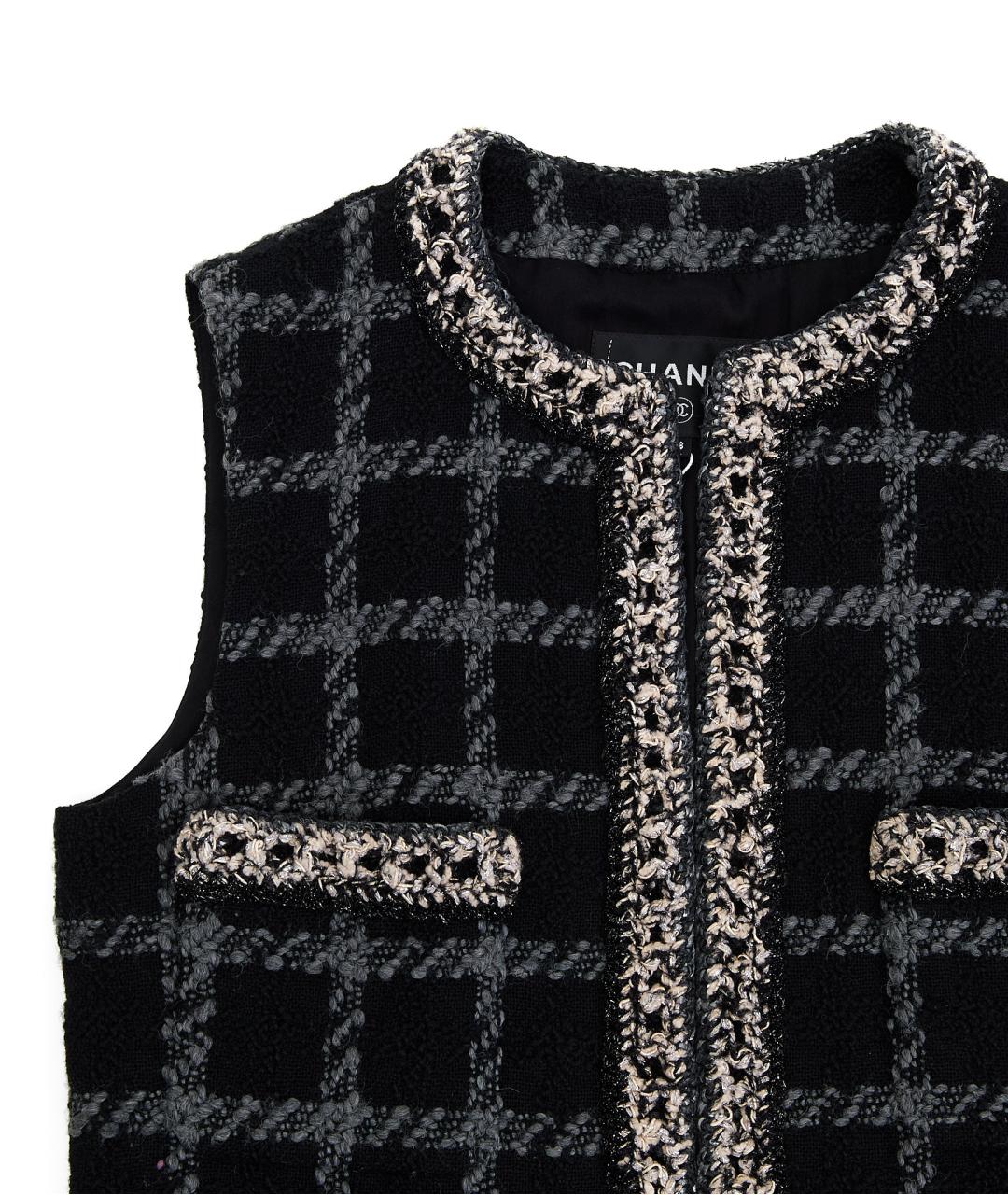 CHANEL Черный шерстяной жилет, фото 3