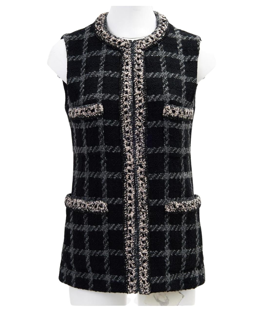 CHANEL Черный шерстяной жилет, фото 1