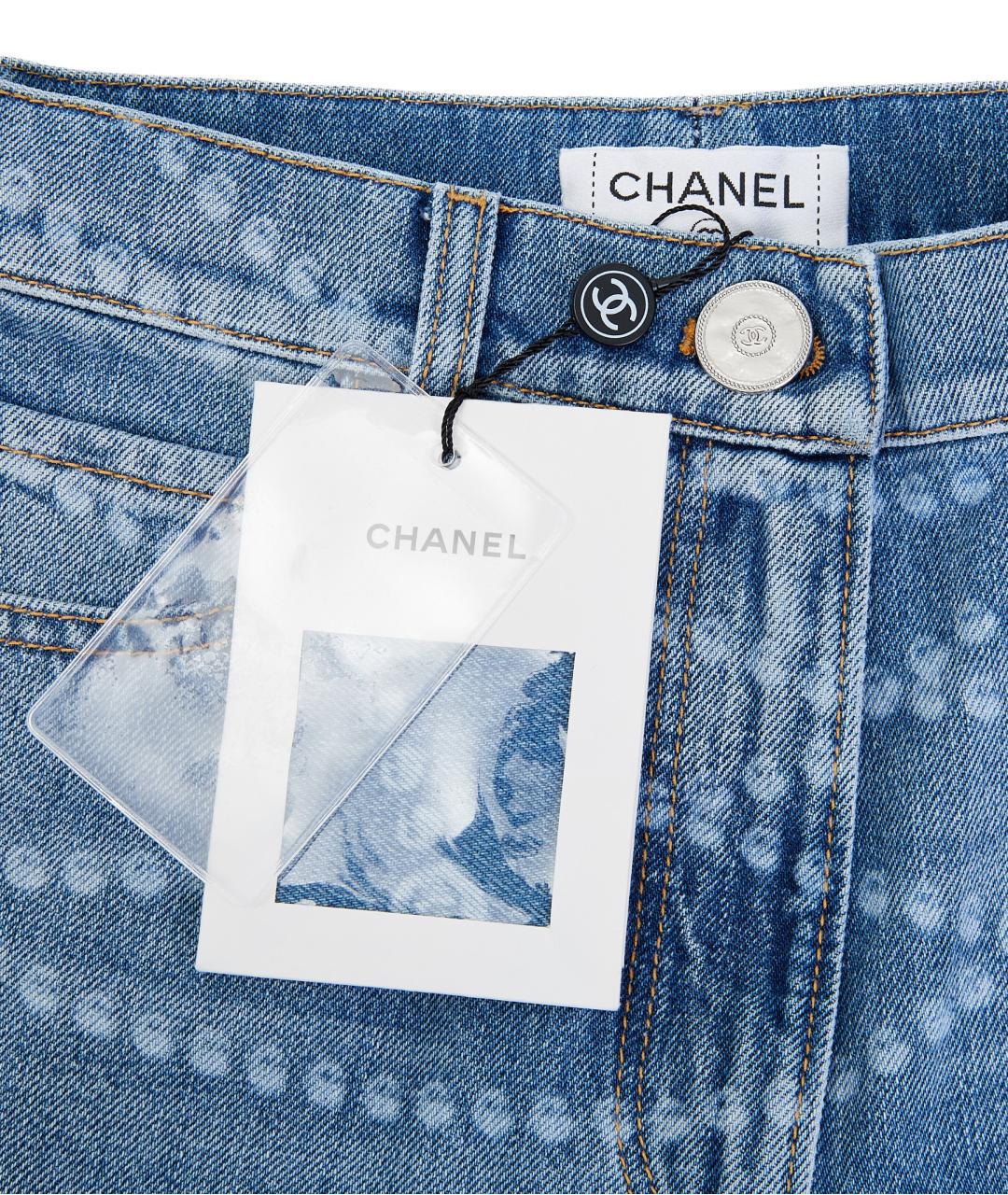 CHANEL Голубые хлопковые прямые джинсы, фото 4