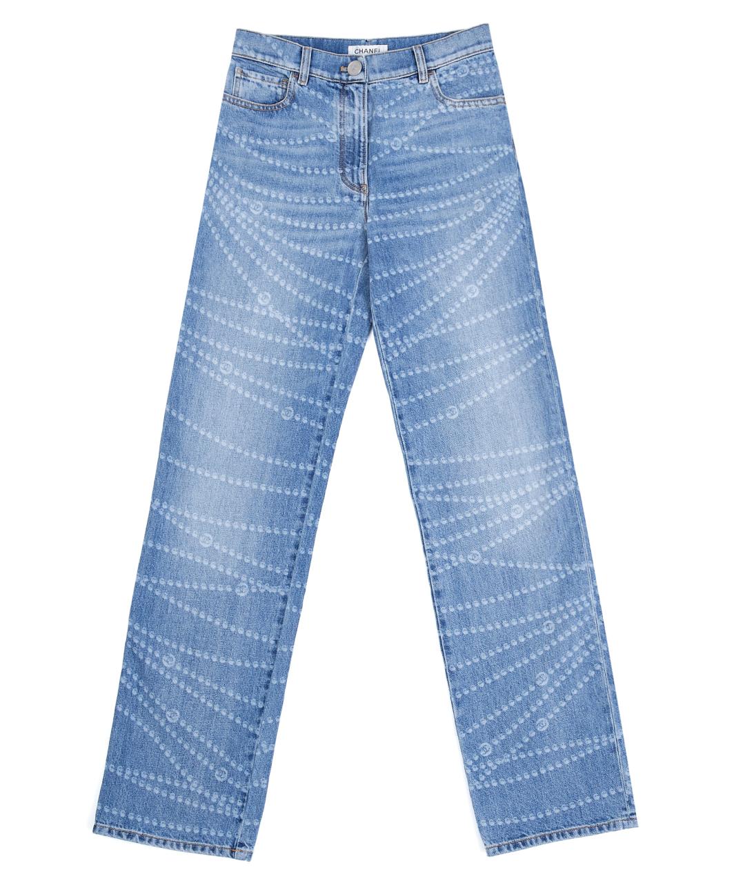 CHANEL Голубые хлопковые прямые джинсы, фото 1