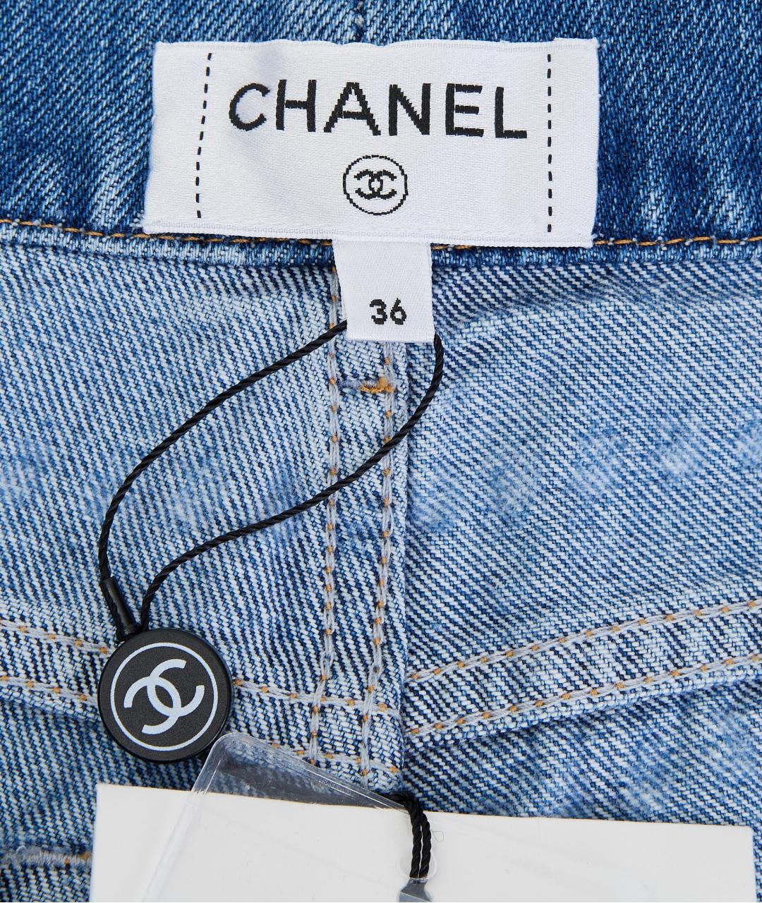 CHANEL Голубые хлопковые прямые джинсы, фото 5