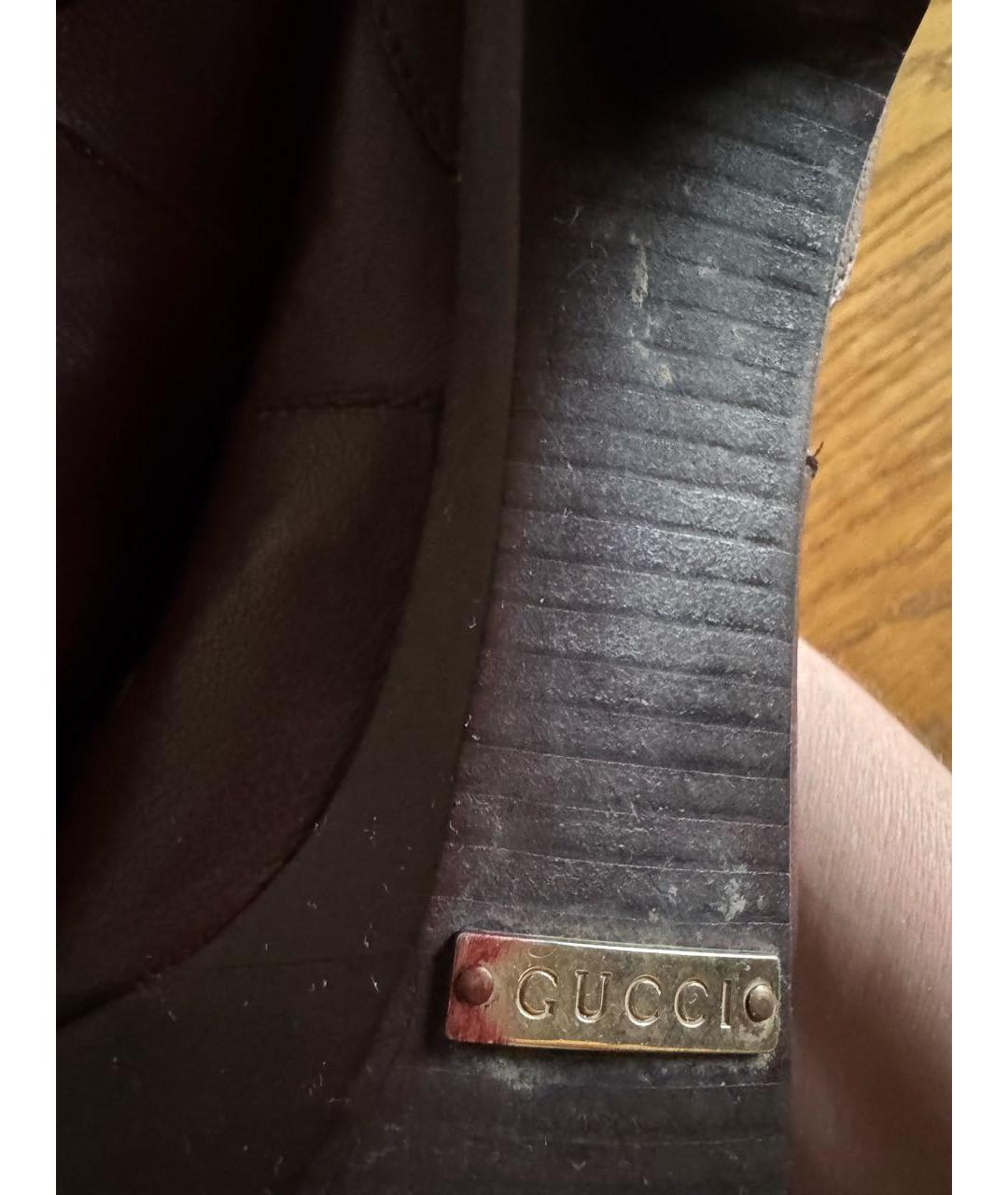 GUCCI Бордовые кожаные сапоги, фото 7