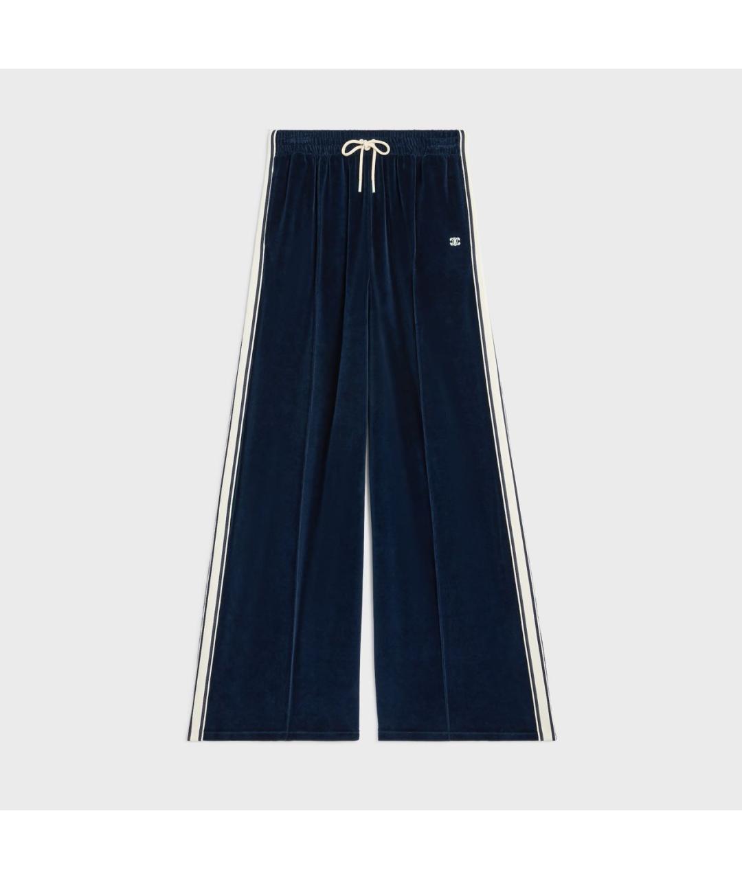CELINE Темно-синие хлопковые брюки широкие, фото 7