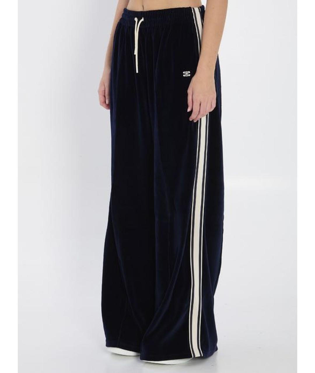 CELINE Темно-синие хлопковые брюки широкие, фото 3