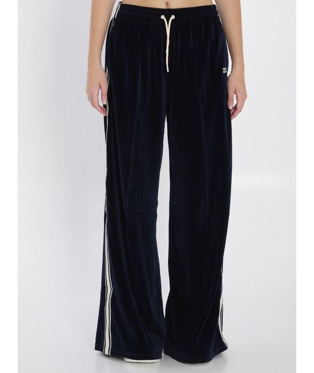 CELINE Темно-синие хлопковые брюки широкие, фото 5