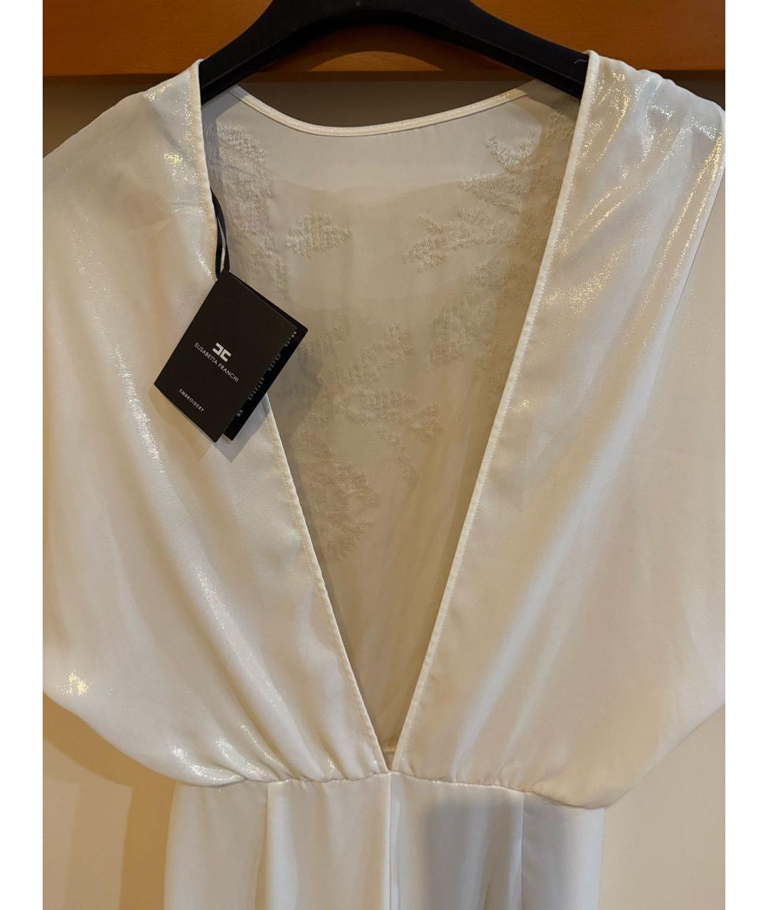 ELISABETTA FRANCHI Белое полиэстеровое вечернее платье, фото 7