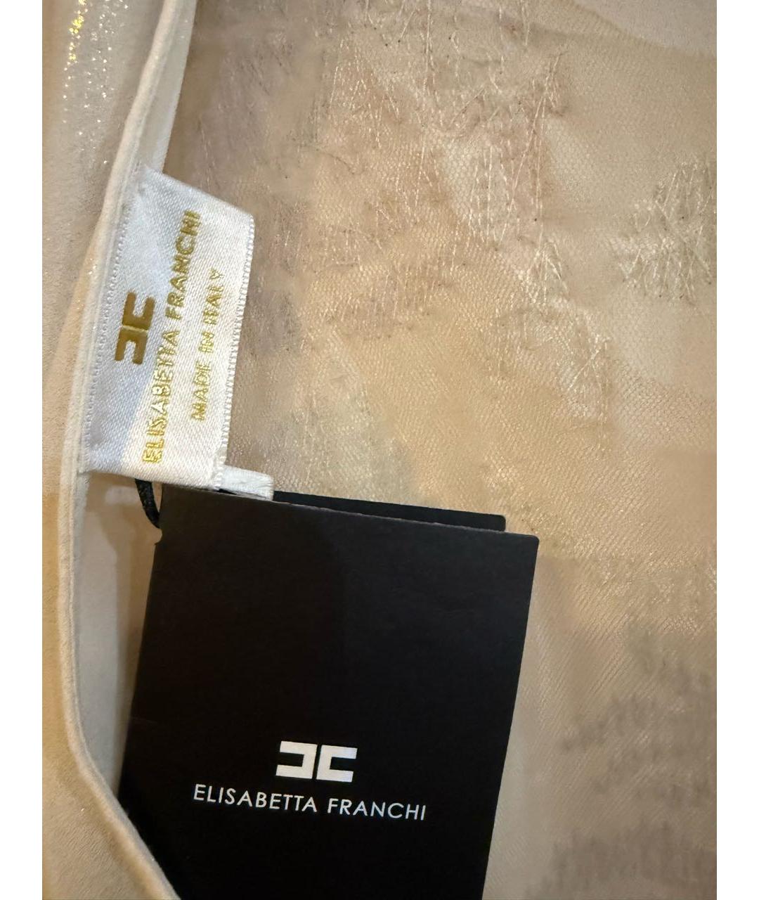 ELISABETTA FRANCHI Белое полиэстеровое вечернее платье, фото 3