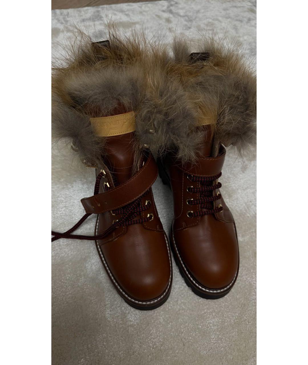 LOUIS VUITTON Коричневые кожаные ботинки, фото 7