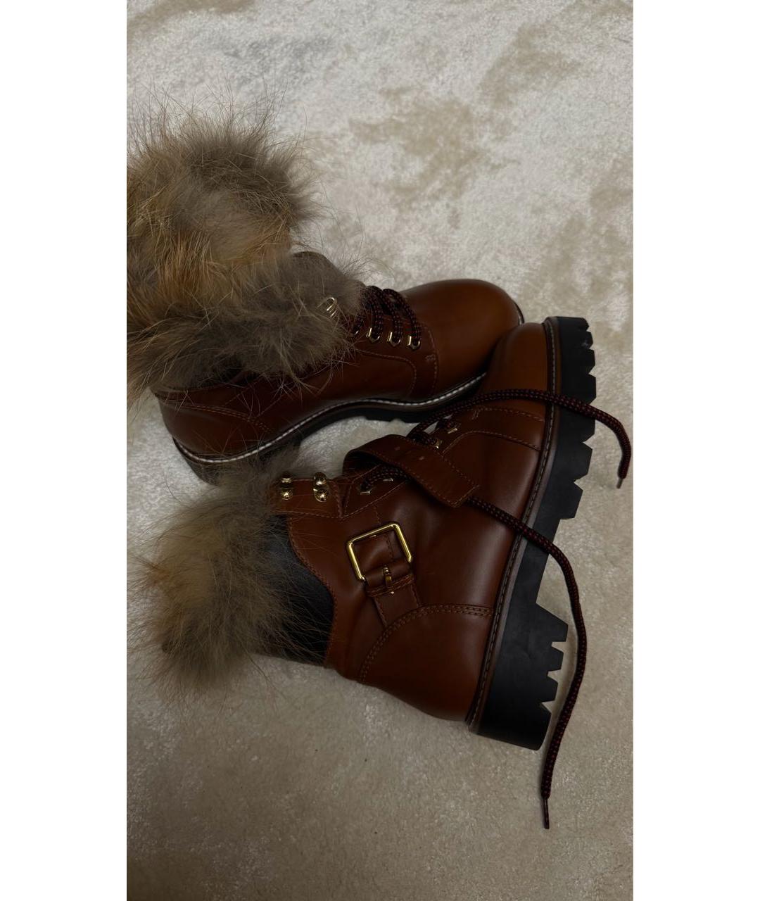 LOUIS VUITTON Коричневые кожаные ботинки, фото 5