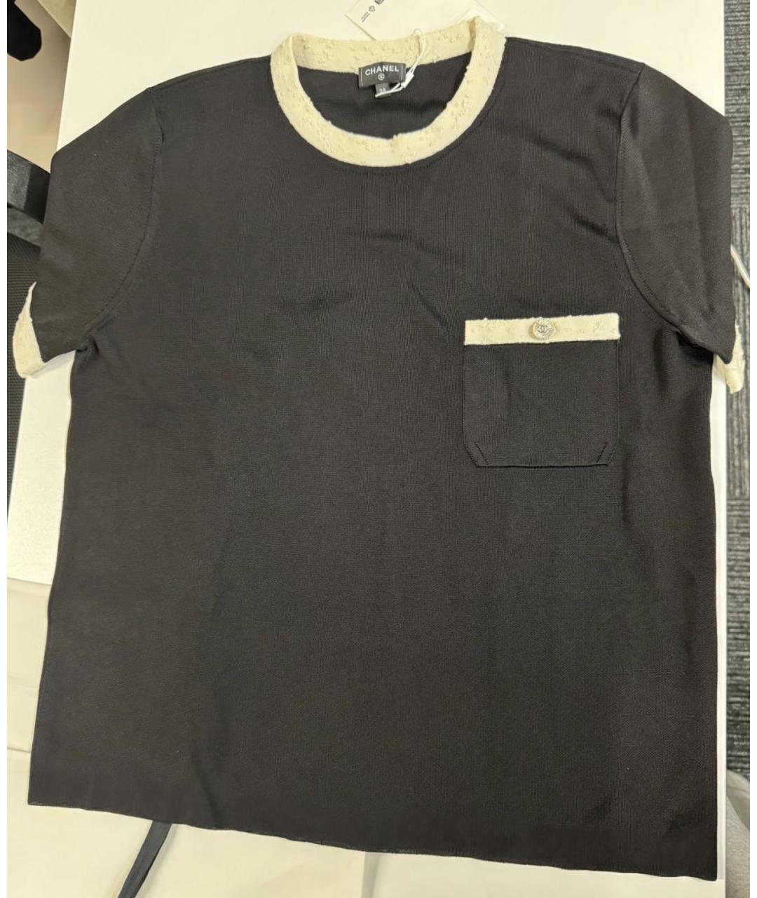 CHANEL Черная вискозная футболка, фото 2