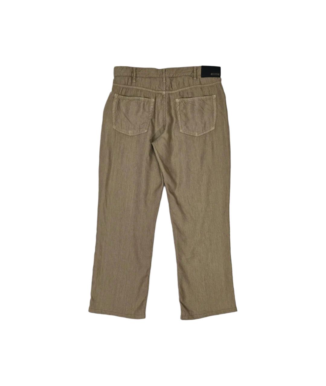 ARMANI COLLEZIONI Бежевые льняные повседневные брюки, фото 2