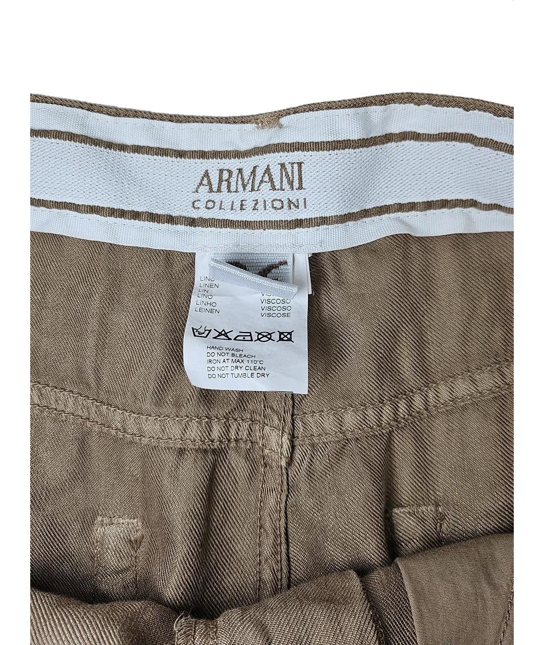 ARMANI COLLEZIONI Бежевые льняные повседневные брюки, фото 7